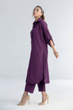 Purple Grip Button Down Dress - Peach Republic