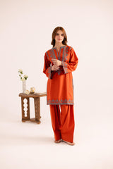 2PC Embroidered Dress - 1134