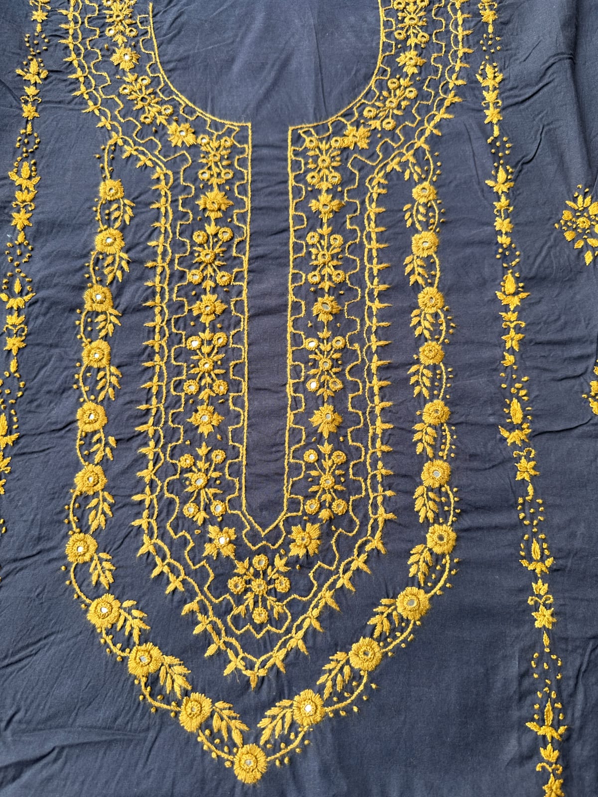 Gray Poly Embro Grey Black - Hand Made Embroidered 3P – Mydrobe