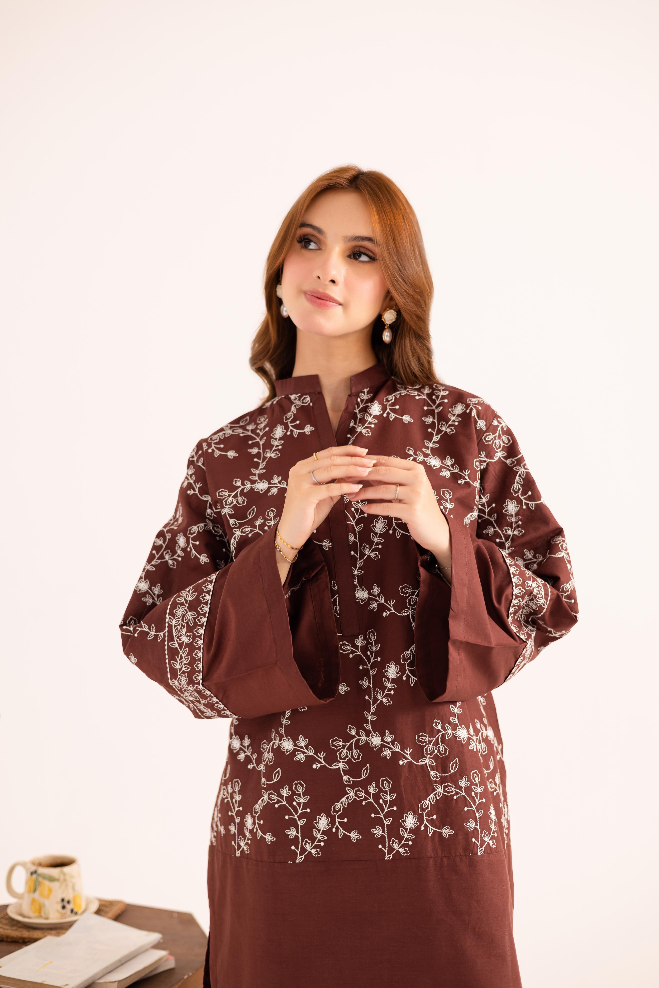 2PC Embroidered Dress - 1130