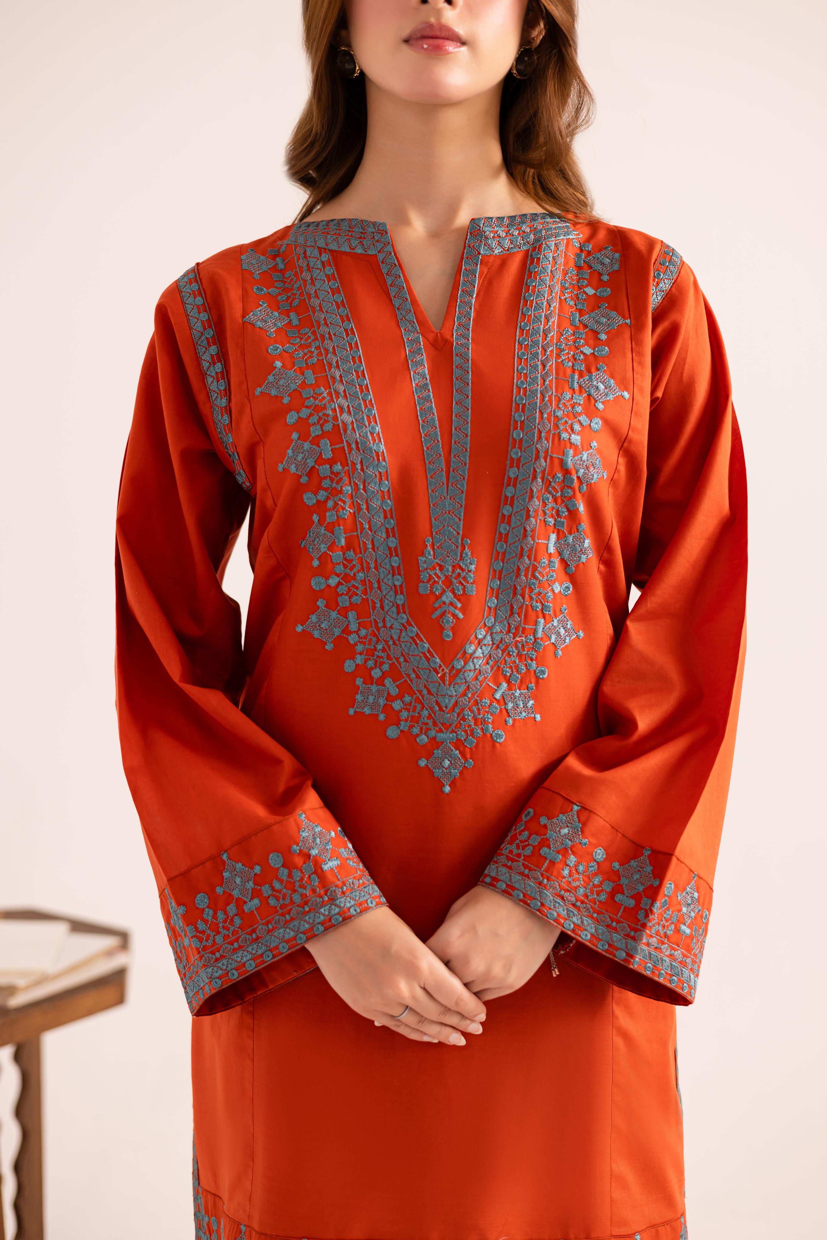 2PC Embroidered Dress - 1134