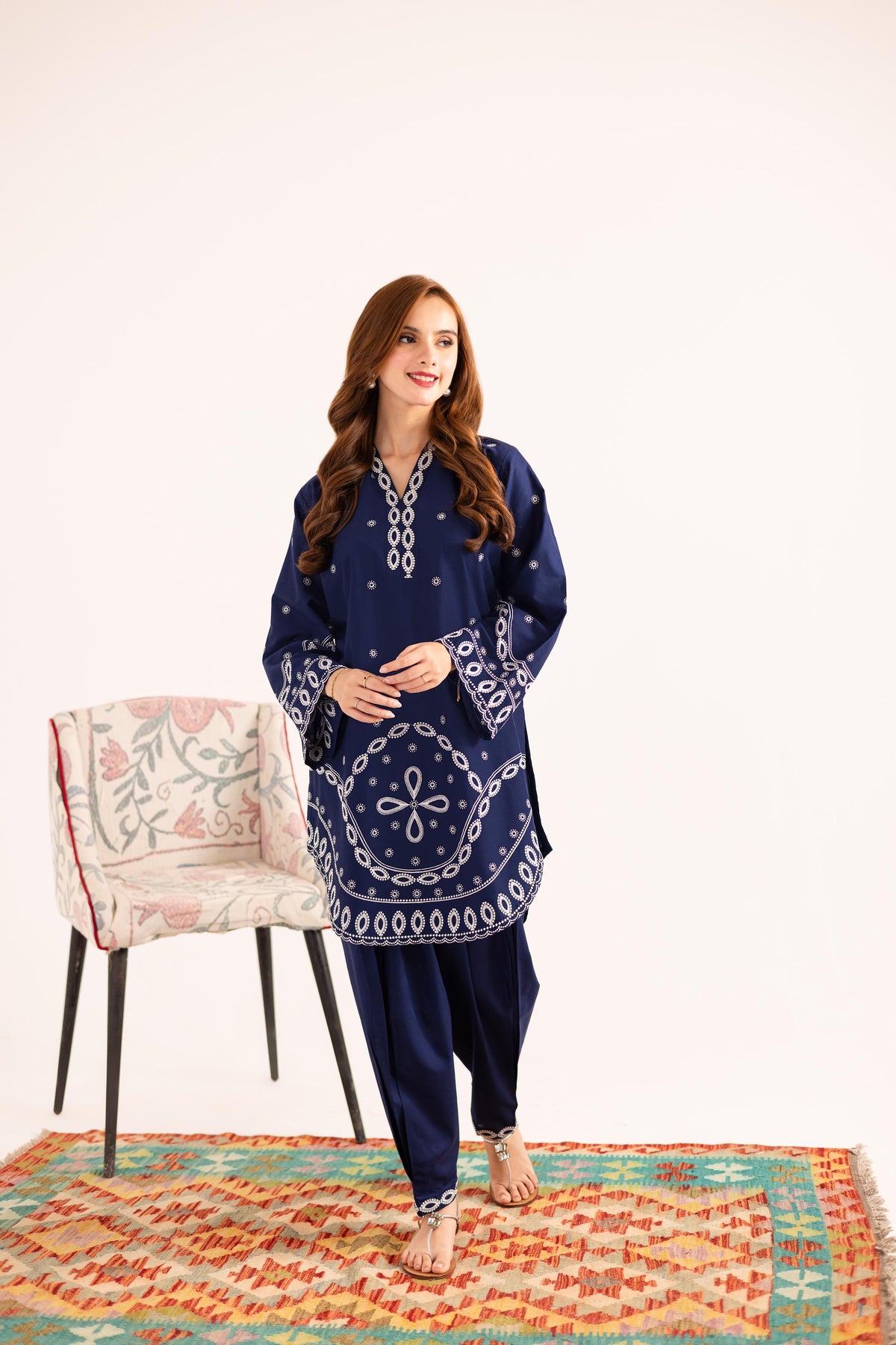 2PC Summer Embroidered Dress - 1137