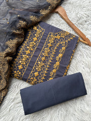 Grey Black - Hand Made Embroidered 3P