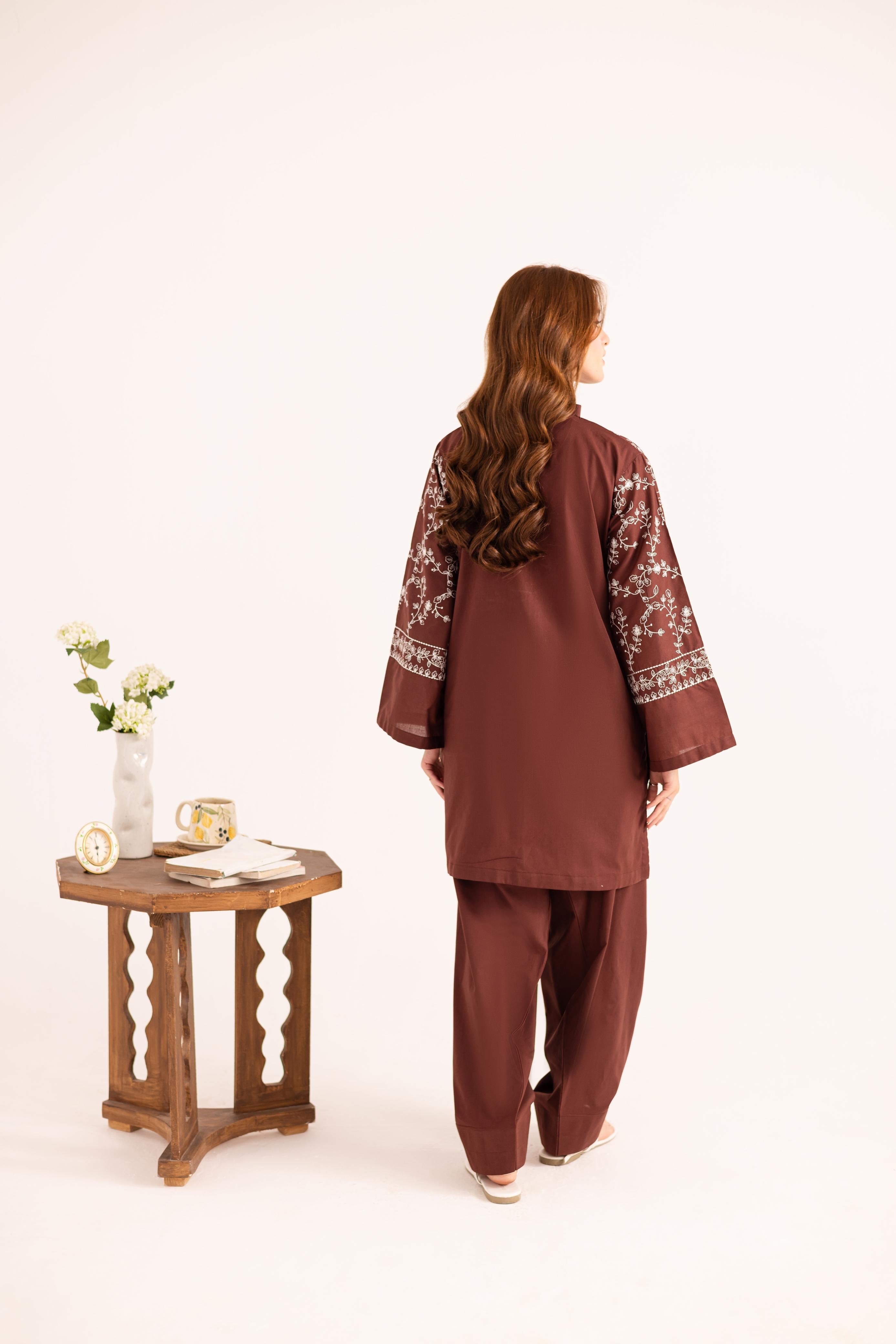 2PC Embroidered Dress - 1130