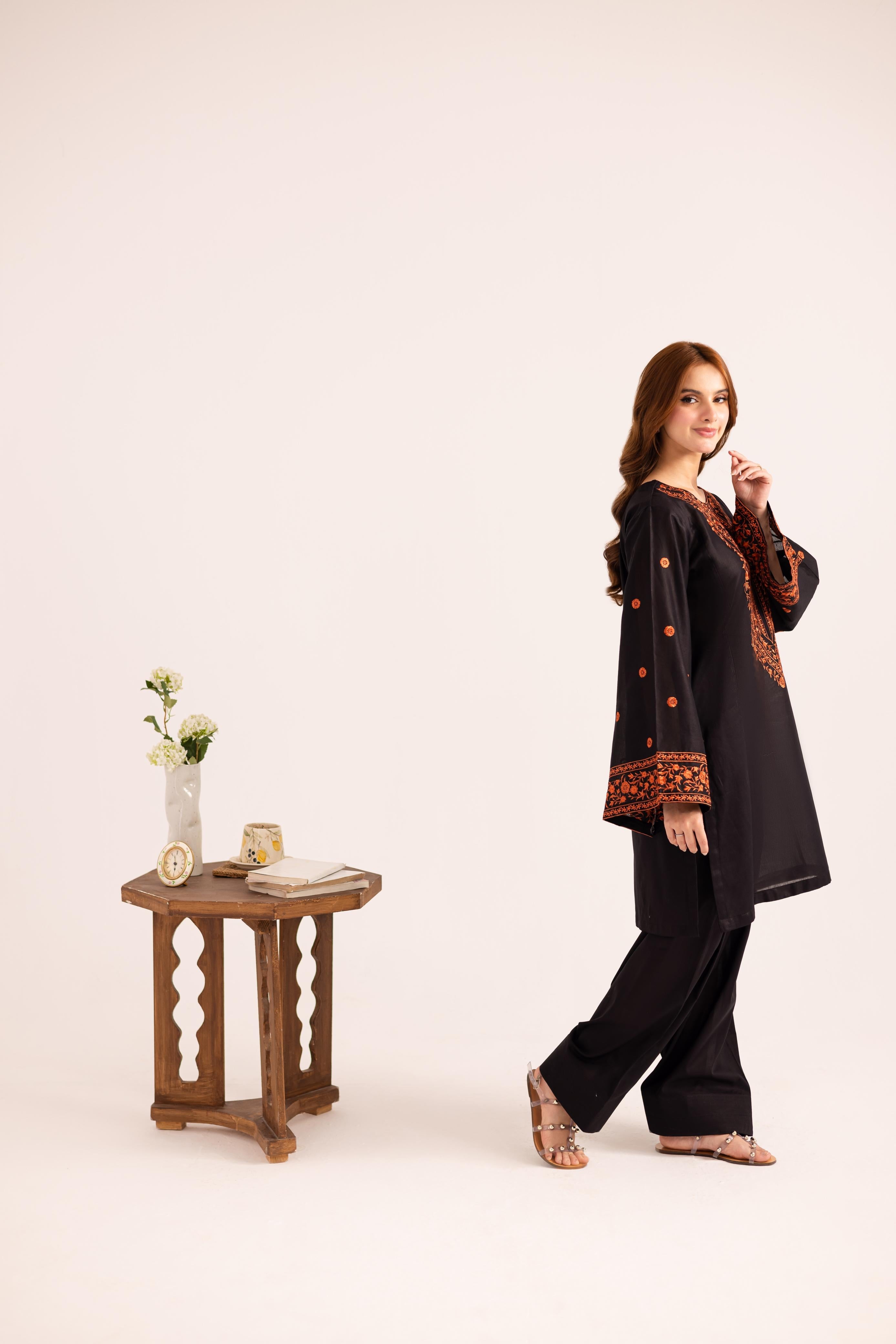 2PC Embroidered Dress - 1141