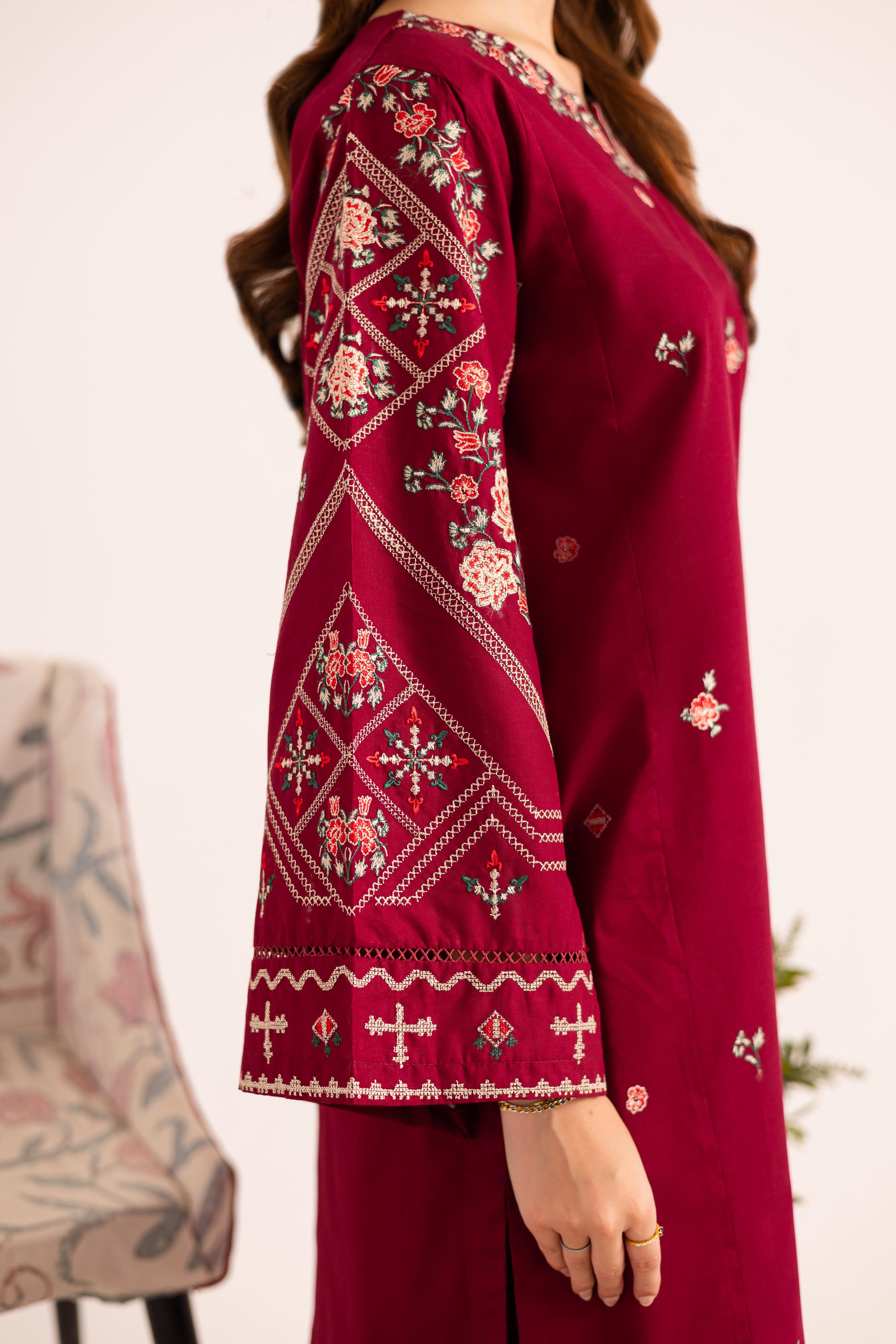 2PC Embroidered Dress - 1140