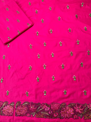 Reddish Pink Mirror Work - Hand Embroidered 2P