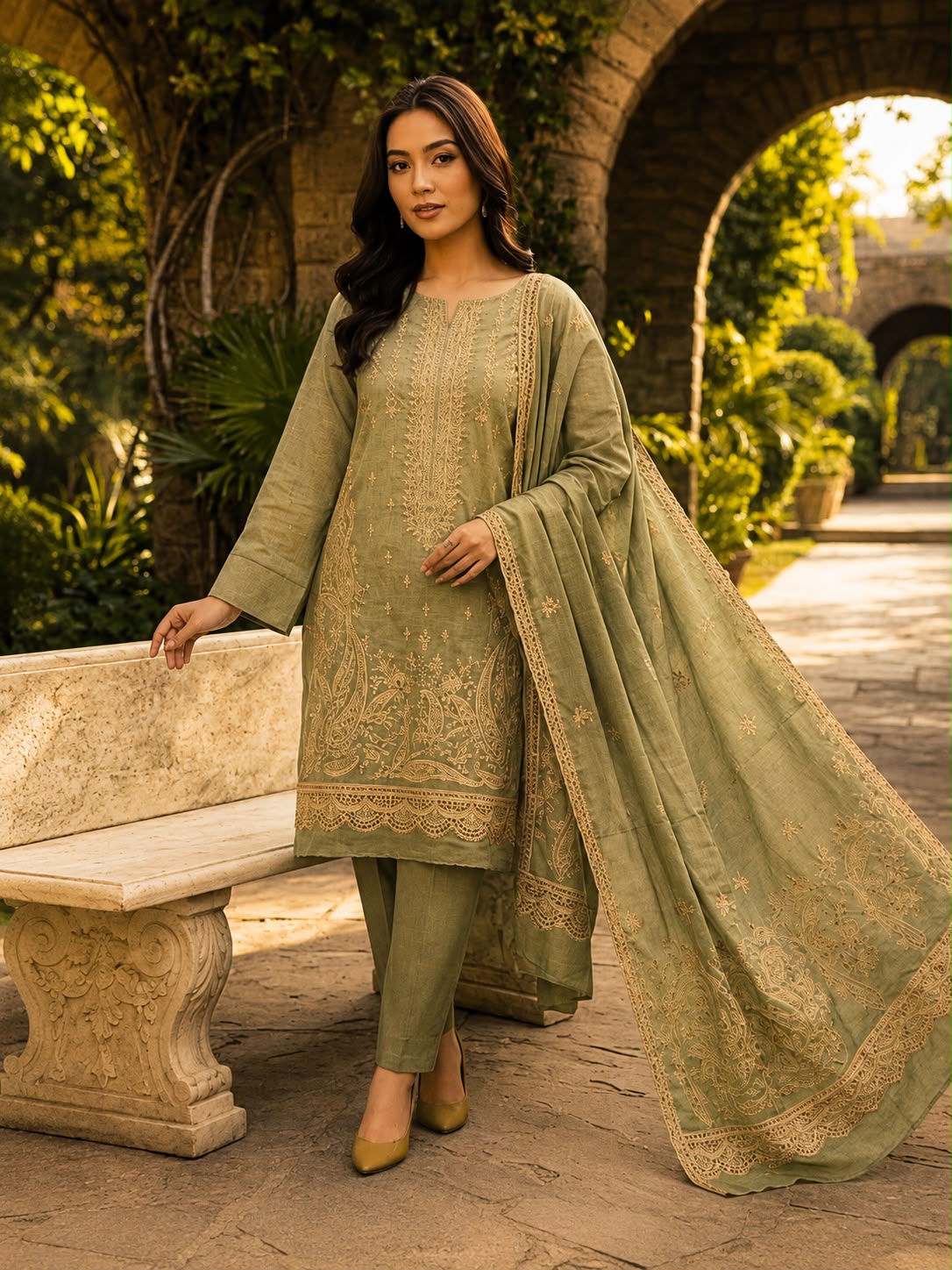 GRN358 - Charizma Unstitched Embroidered Lawn 3P