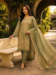 GRN358 - Charizma Unstitched Embroidered Lawn 3P