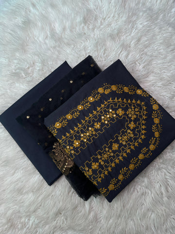 Grey Black - Hand Made Embroidered 3P