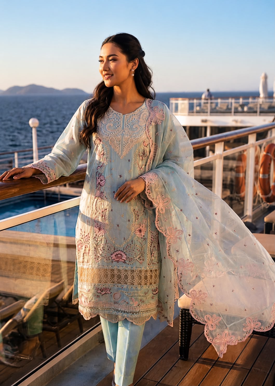 CY365 - Nureh Unstitched Embroidered Lawn 3P