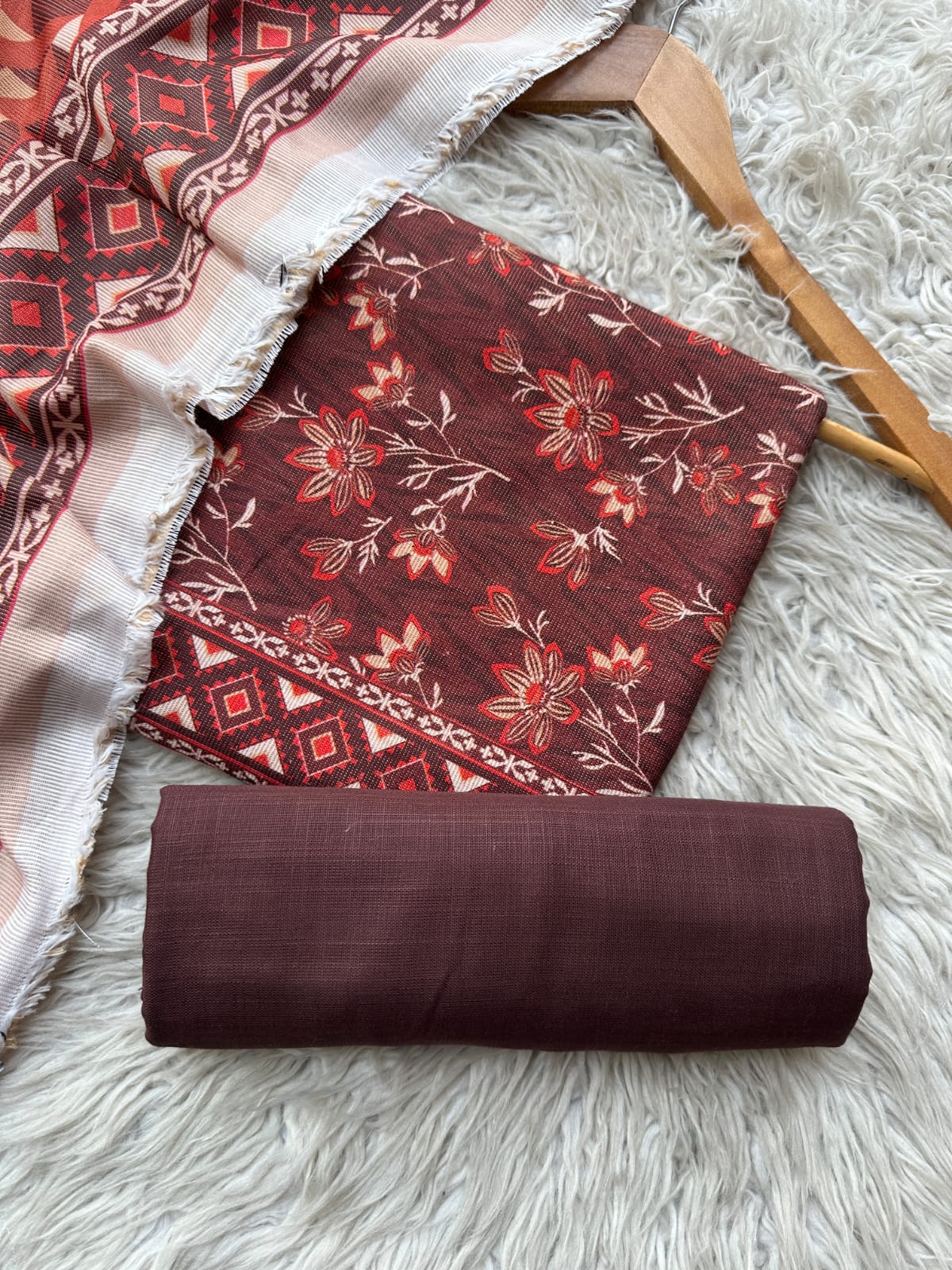 SA77 - Safina Printed Khaddar Jacquard 3P