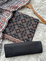 SA84 - Safina Printed Khaddar Jacquard 3P