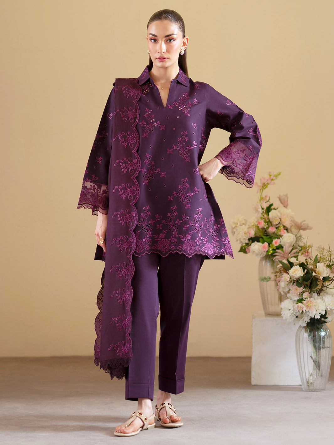 EM-001 | 3 PC Embroidered Luxury Lawn