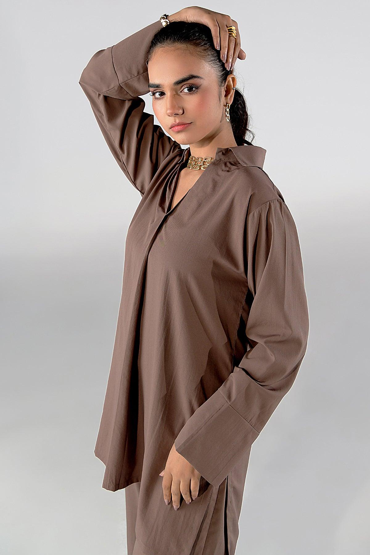 Sandy Brown Tunic Grip Dress - Peach Republic