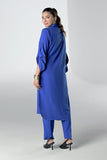 Sapphire Blue Buttoned Grip Dress - Peach Republic