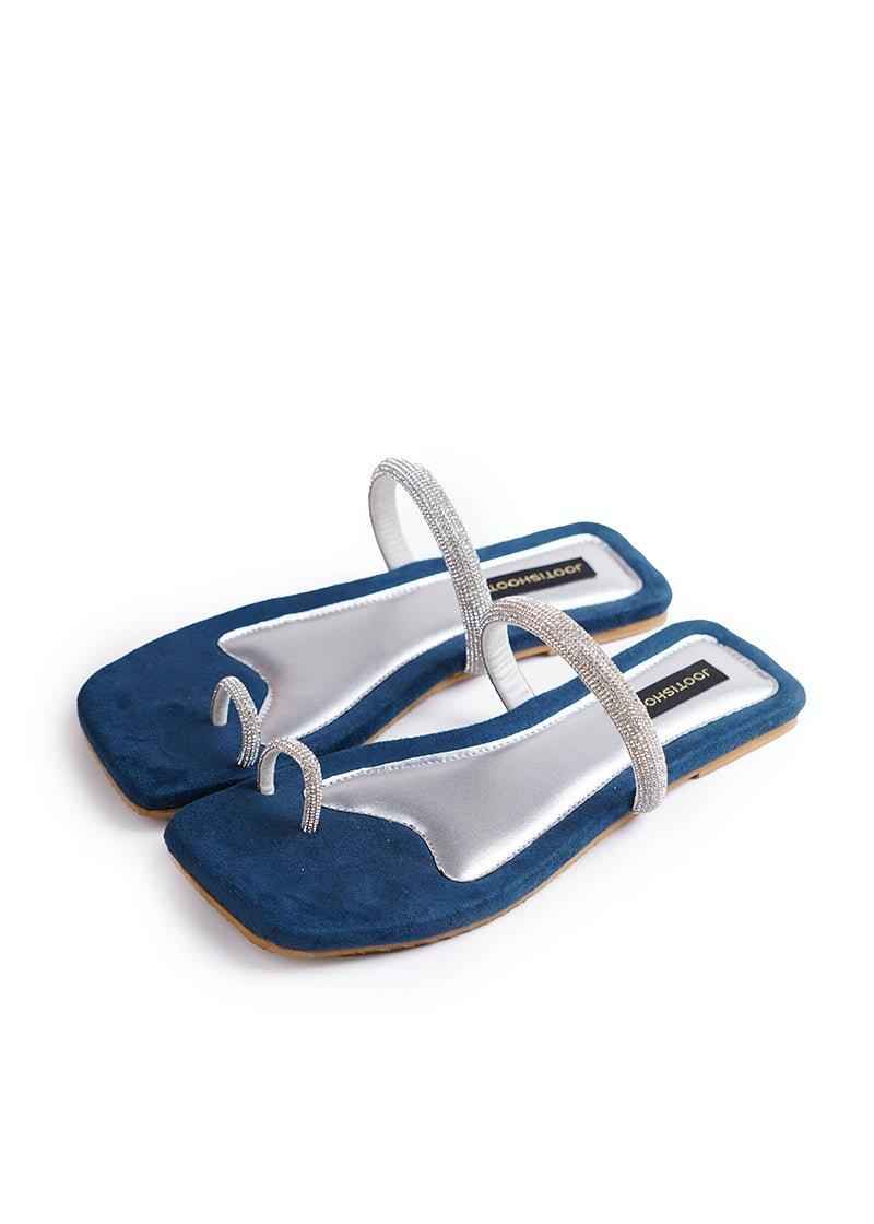 Sapphire Diamanté Slides - Jooti Shooti