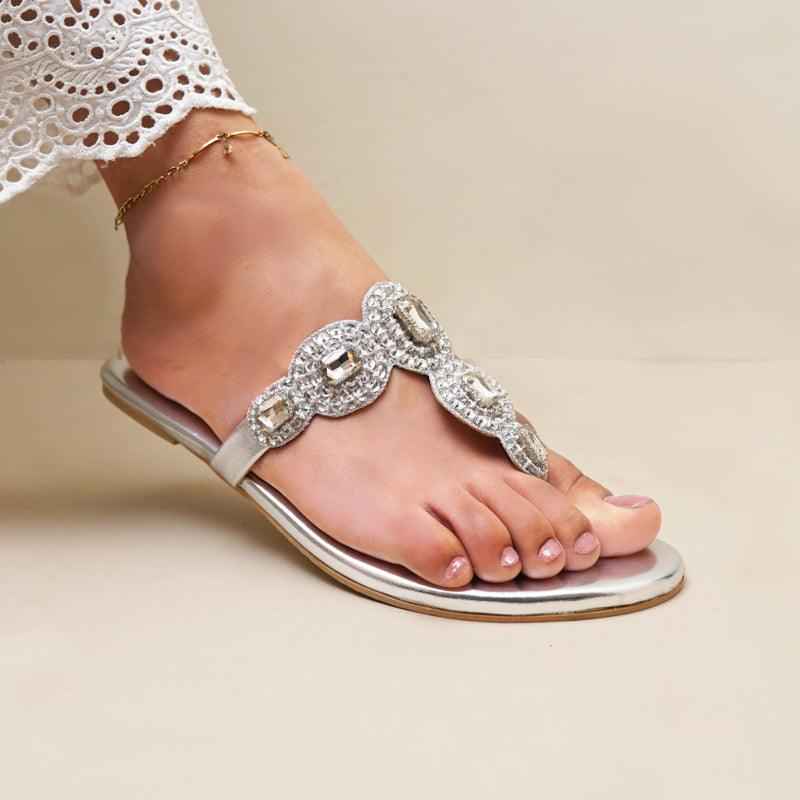 Selena Silver Slides - Jooti Shooti