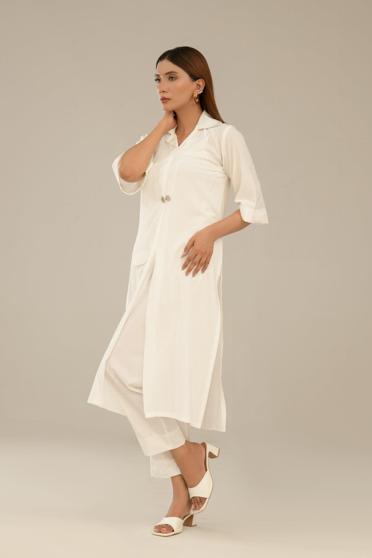 Stylish White Grip Dress - Peach Republic