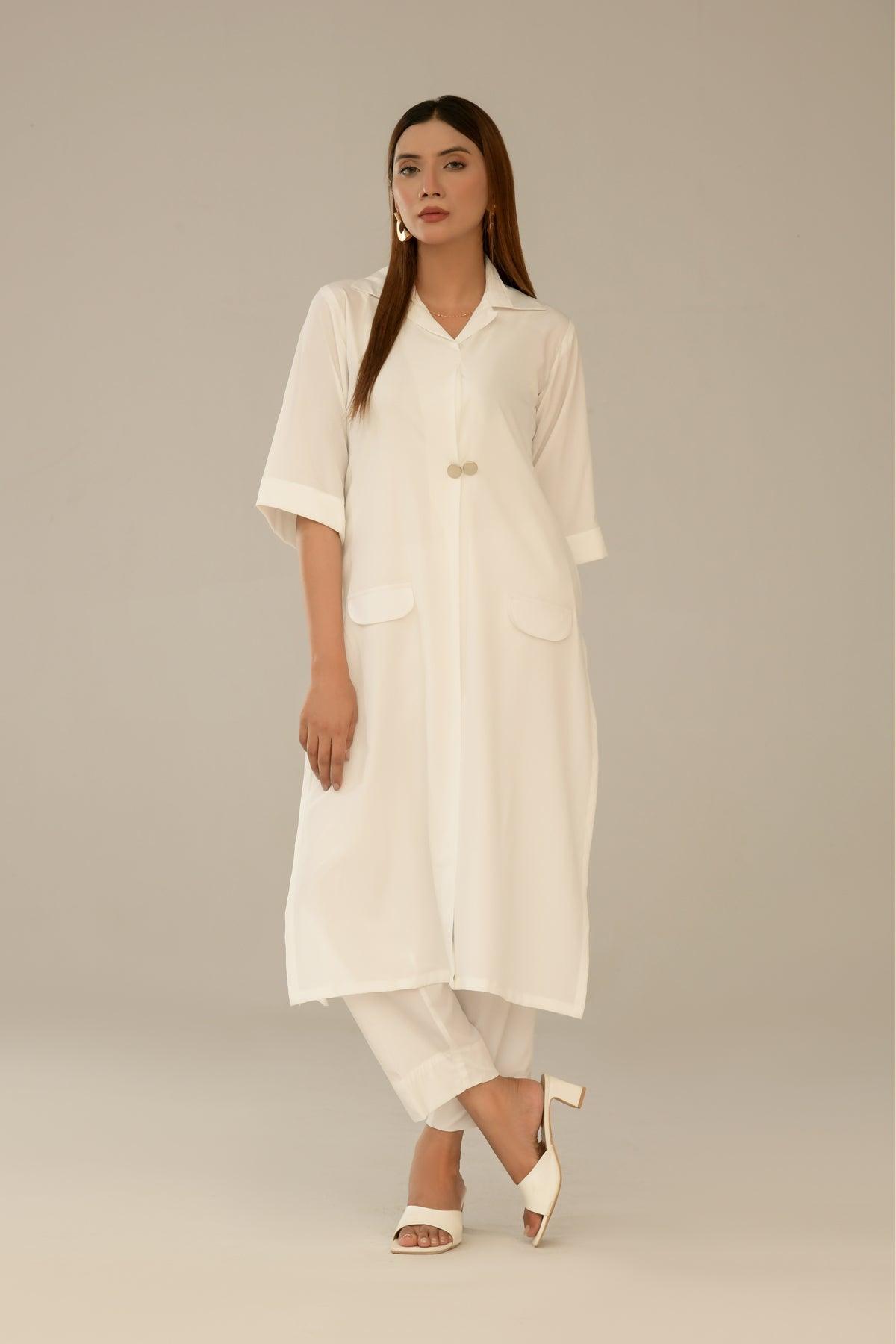 Stylish White Grip Dress - Peach Republic