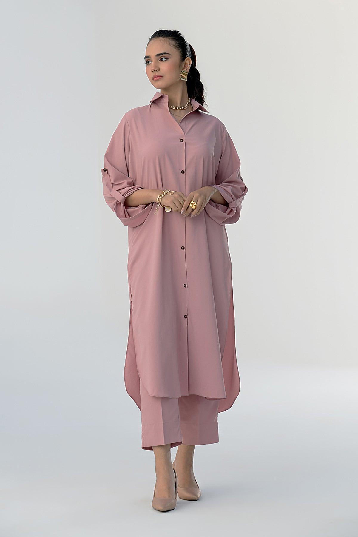 Tea Pink Buttoned Grip Dress - Peach Republic