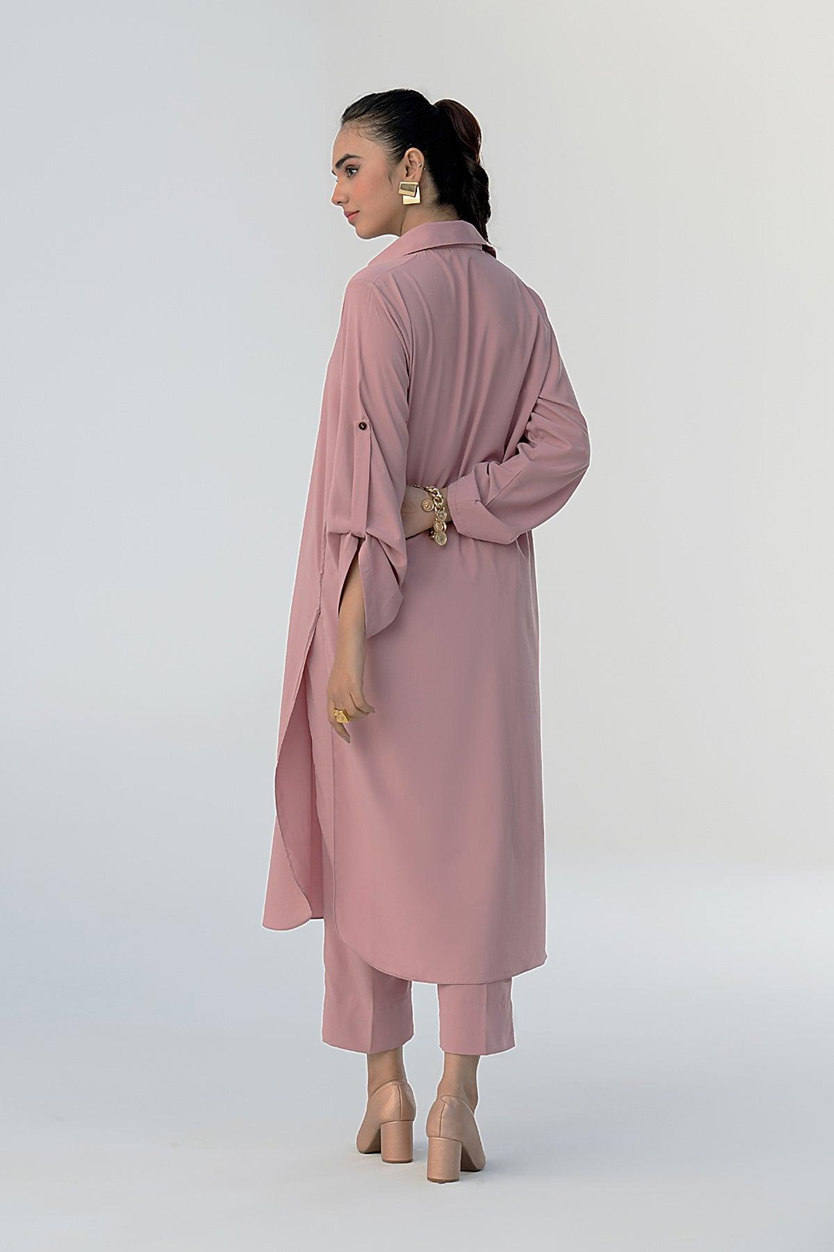 Tea Pink Buttoned Grip Dress - Peach Republic