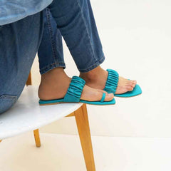 Aloha Ruffle Slides (Green) - Jooti Shooti