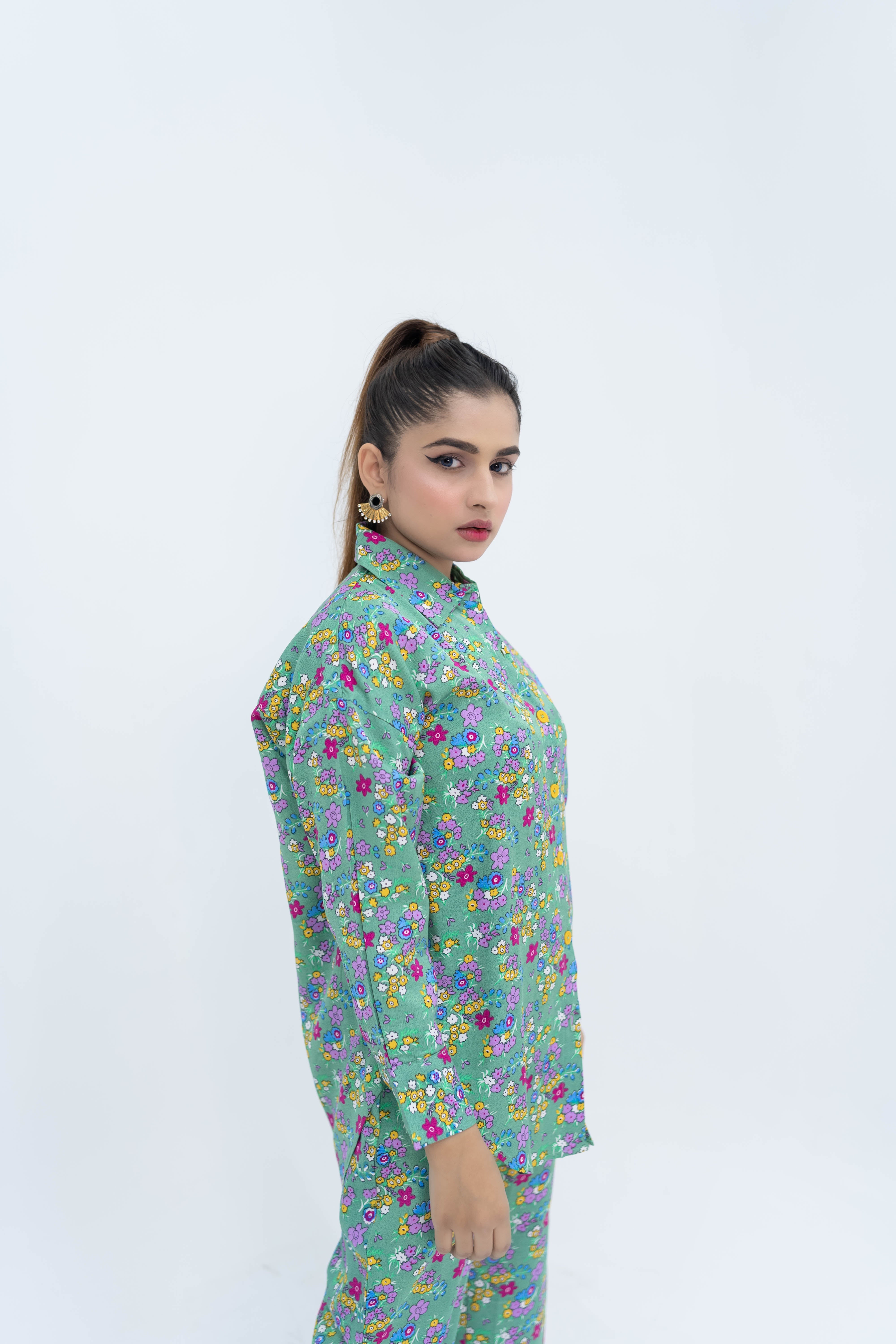 Green Multi-Colour  Co-ord Set
