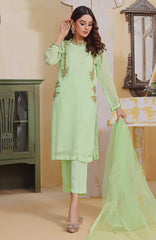 Green Mist | Hand-Embellished Chiffon Stitched Suit