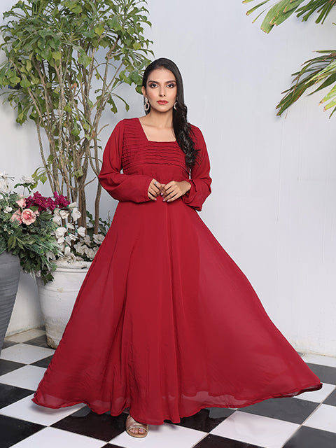 Ruby Red Flared Long Maxi (FR-747)