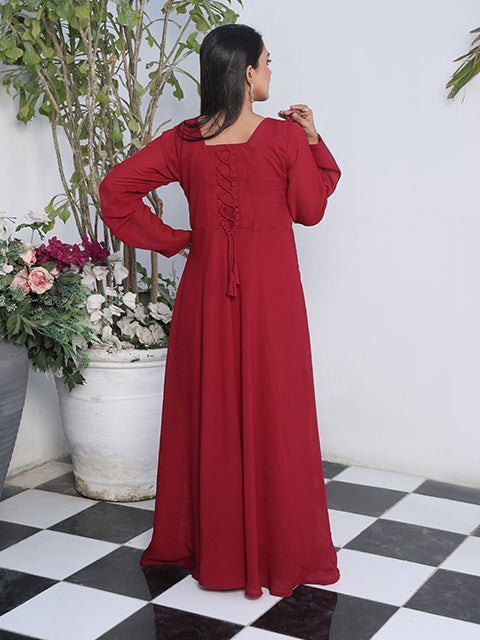 Ruby Red Flared Long Maxi (FR-747)