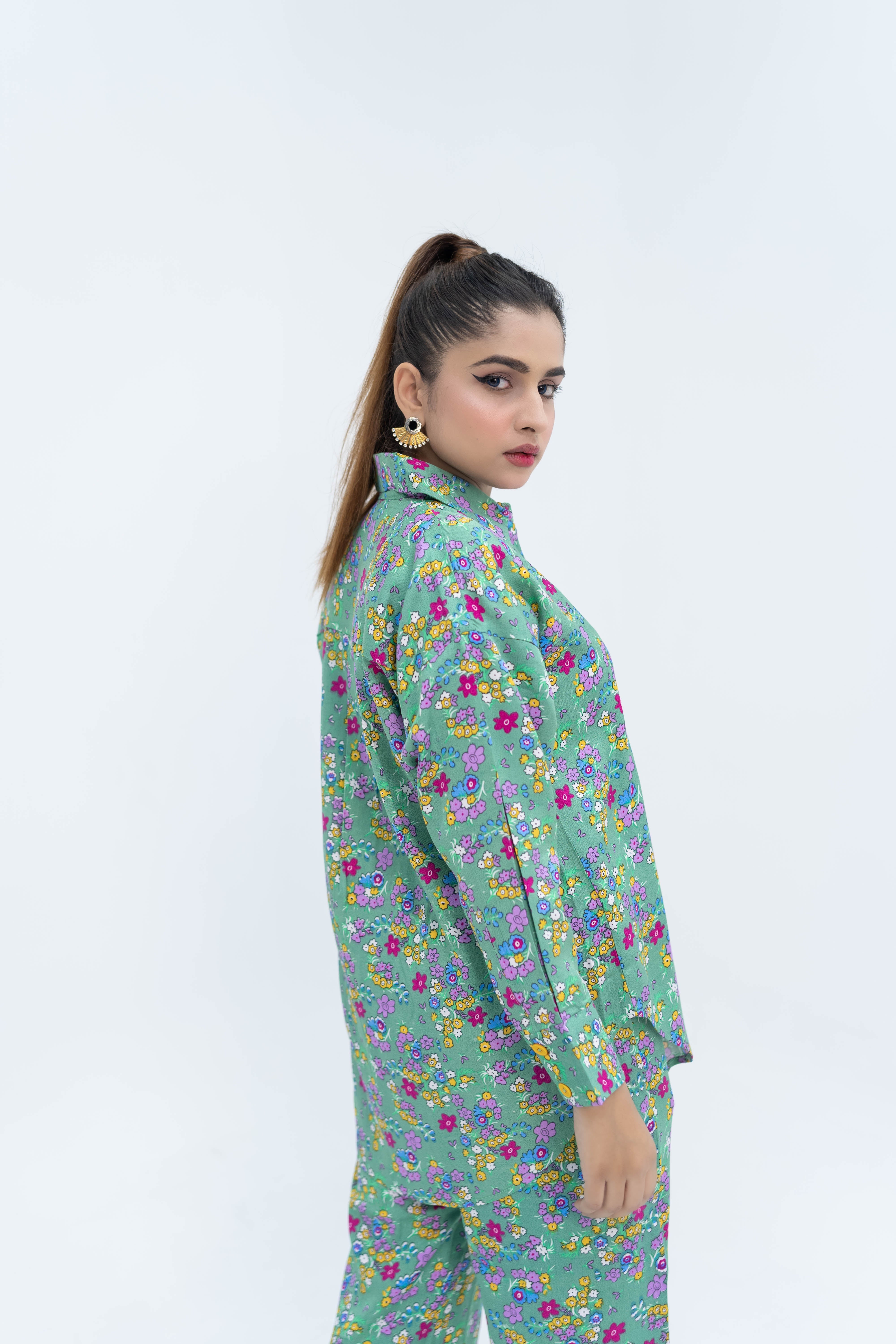 Green Multi-Colour  Co-ord Set