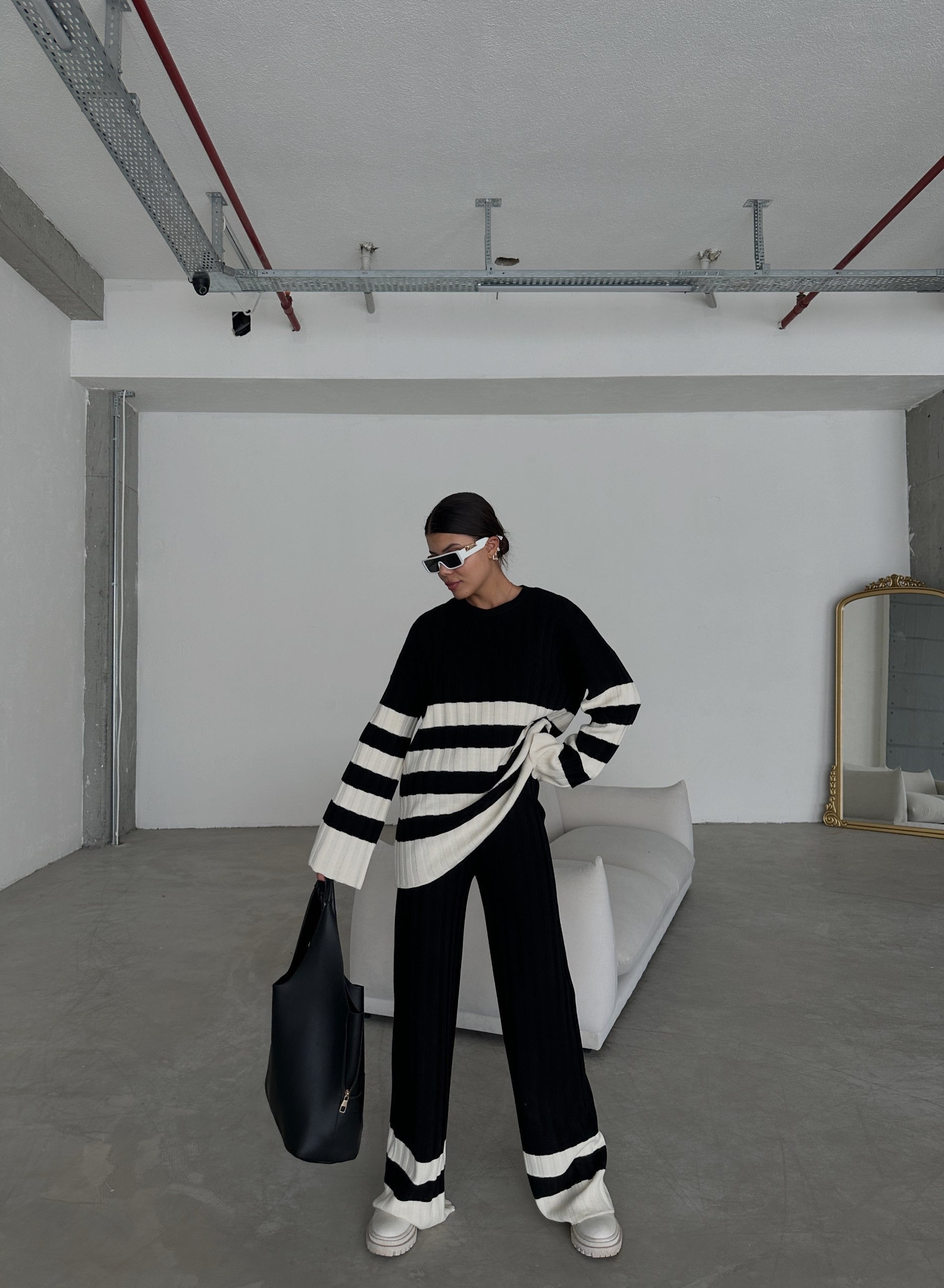 Black & White Sweater Knit Co-ord Set