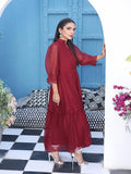 Flary Long Maroon Frock (FR-614N)