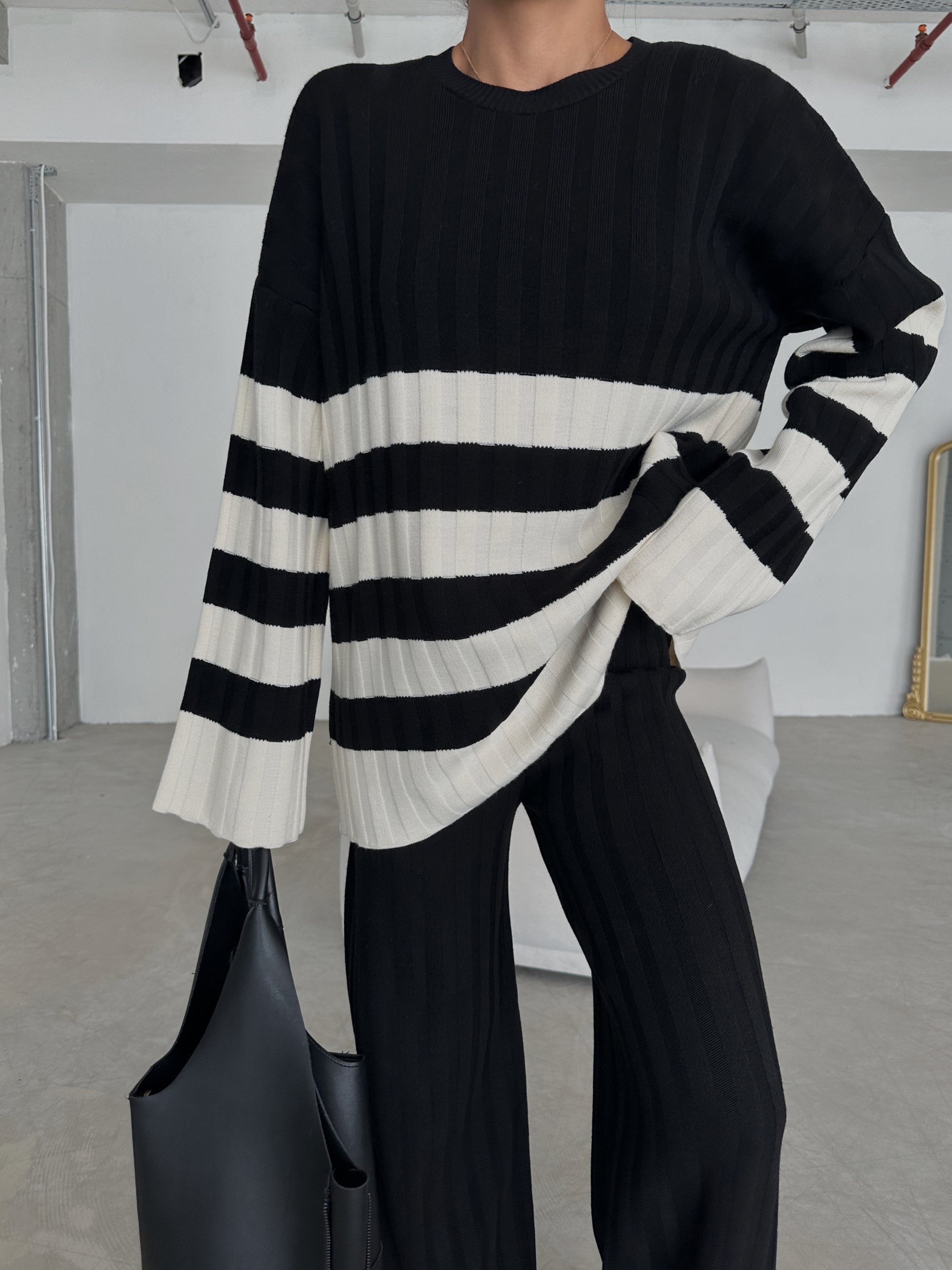 Black & White Sweater Knit Co-ord Set