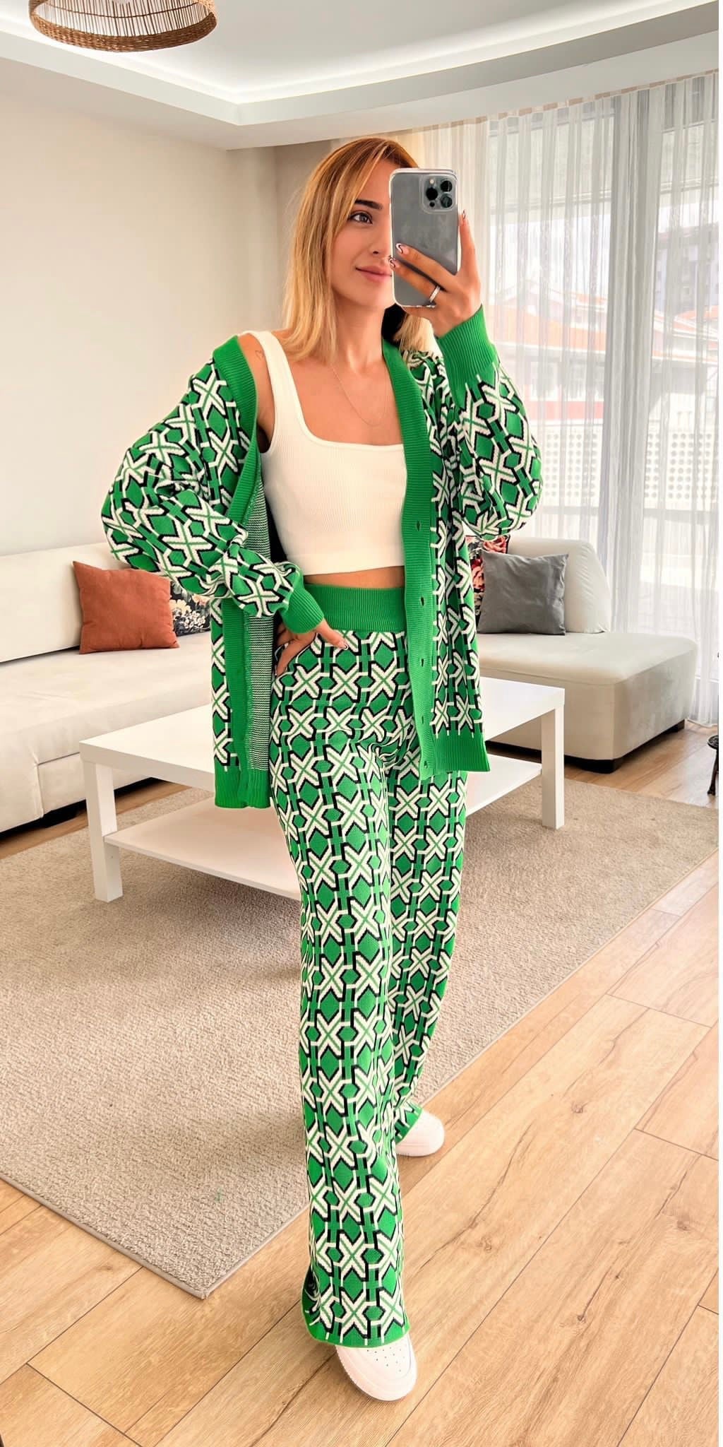 Button Down Jersey Sweater Knit Co-ord Set