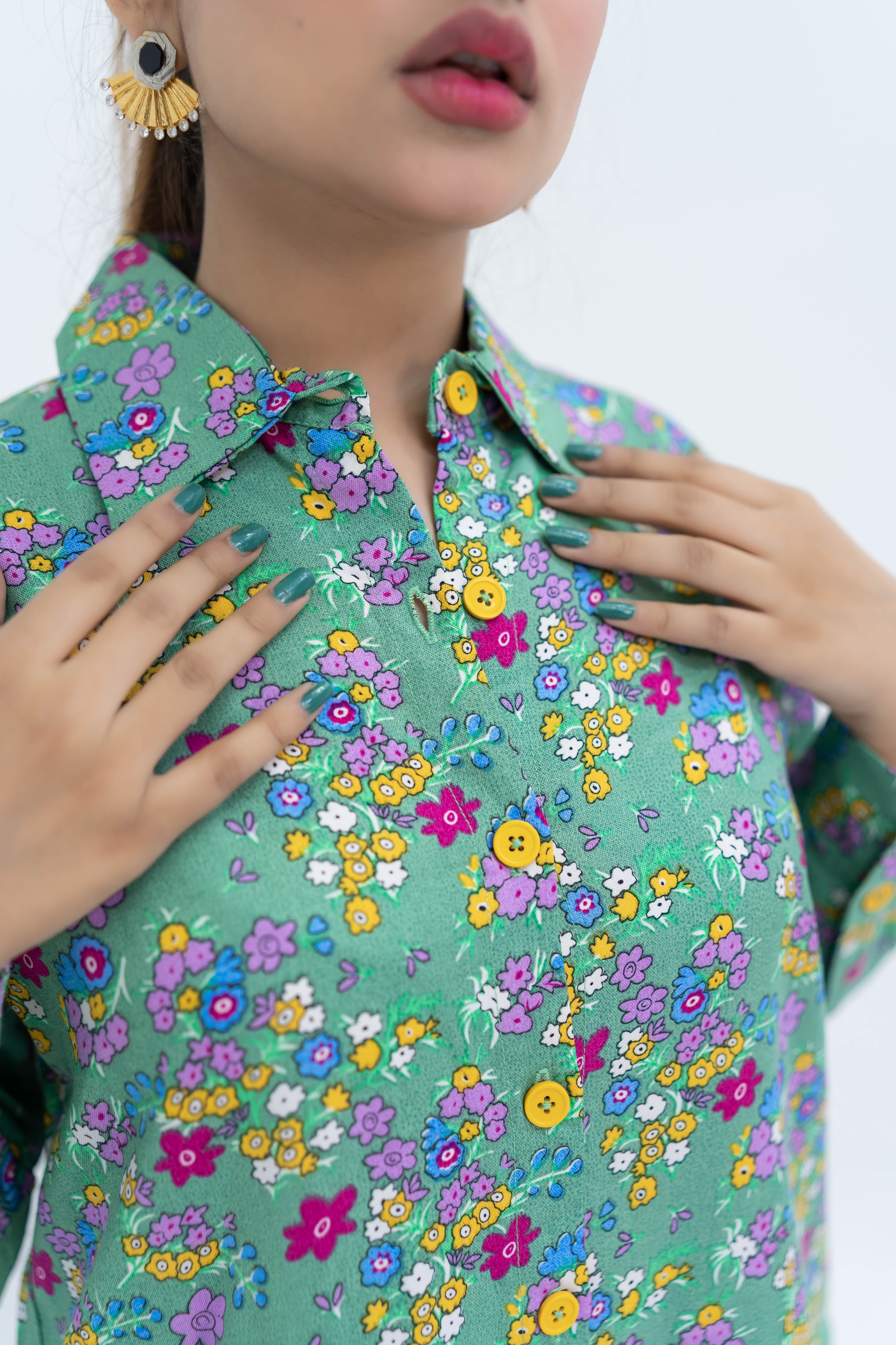 Green Multi-Colour  Co-ord Set