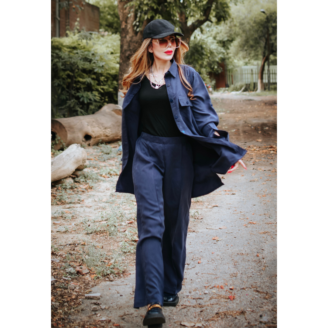 Blue Stone Fabric Front Pocket Co-ord Set