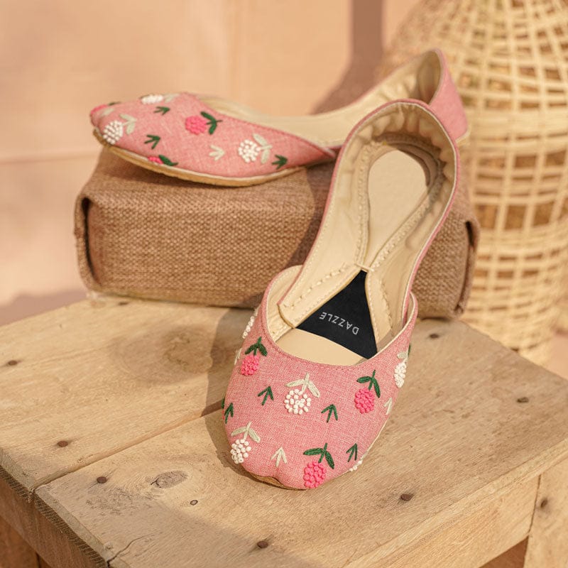 pink floral jutti | pink shoes for women