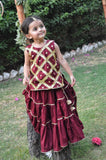 Checkered Maroon Lehenga Choli Set