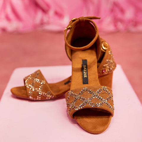 brown block heels for women