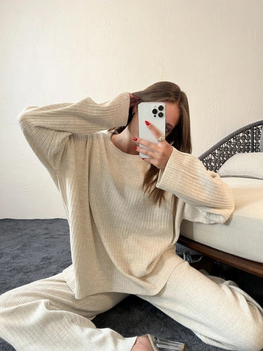 Stone White Sweater Knit Co-ord Set