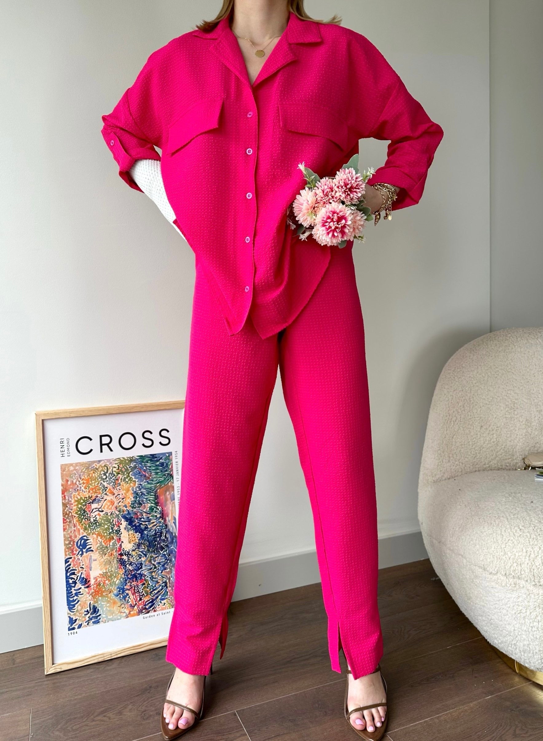 Crush Detailed Drop Shoulder Co-ord Set 5 Colours
