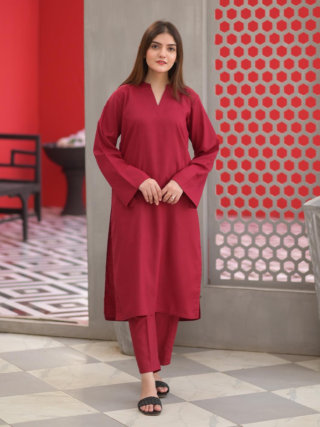 Solid Co-Ord Set-Ruby Red