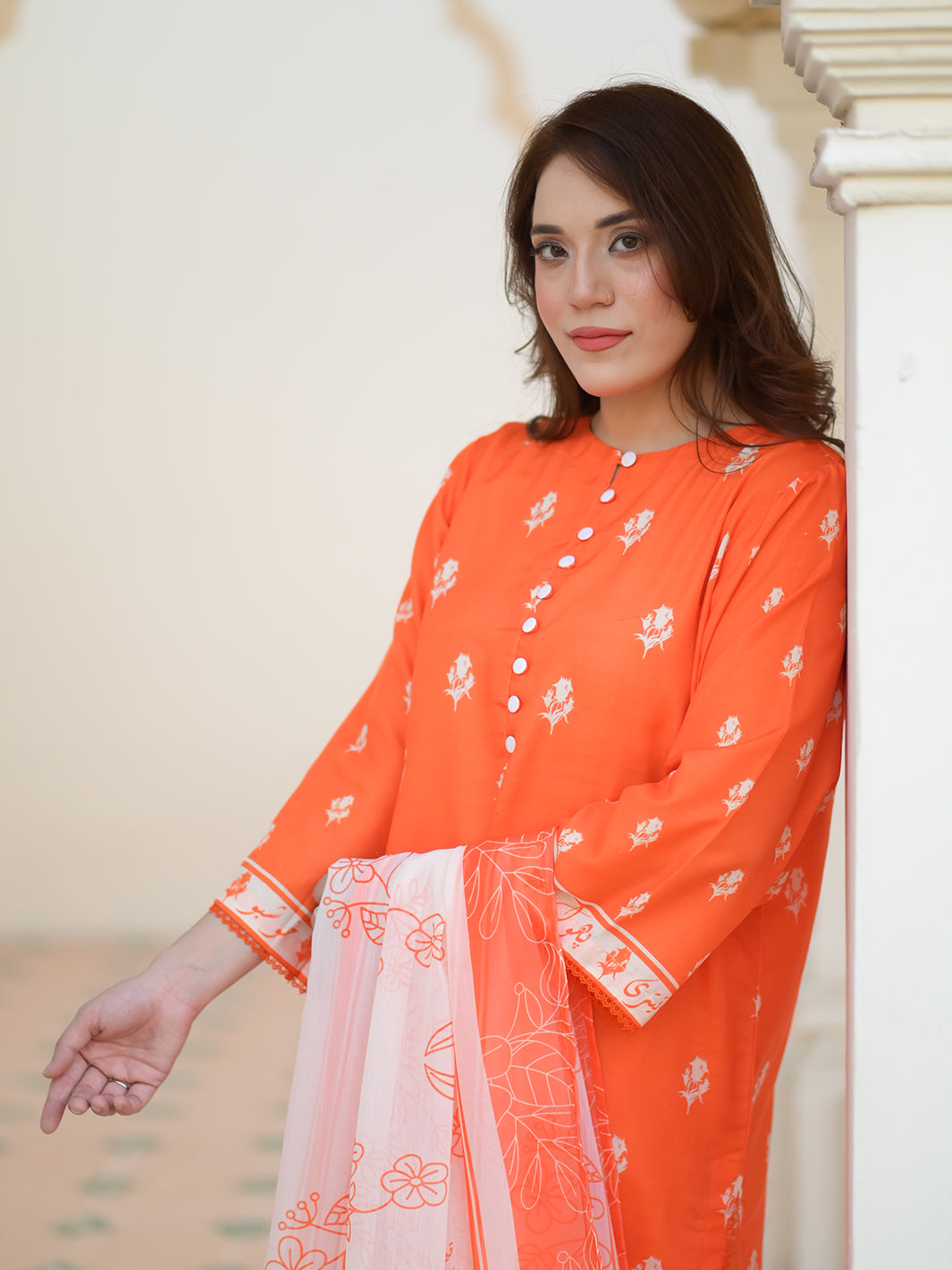 Rang 3 Piece Unstitched Orange