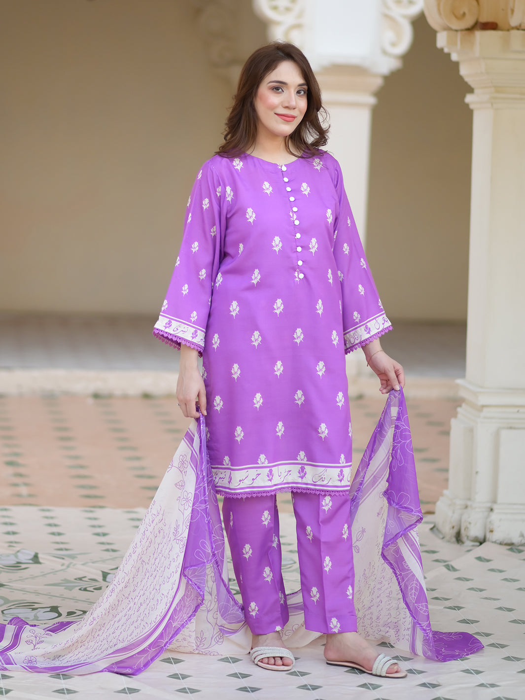 Rang 3 Piece Stitched Lilac