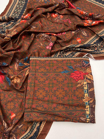 Winter Collection _ Printed Cotton Satin 2 Piece (Shirt/Dupatta)